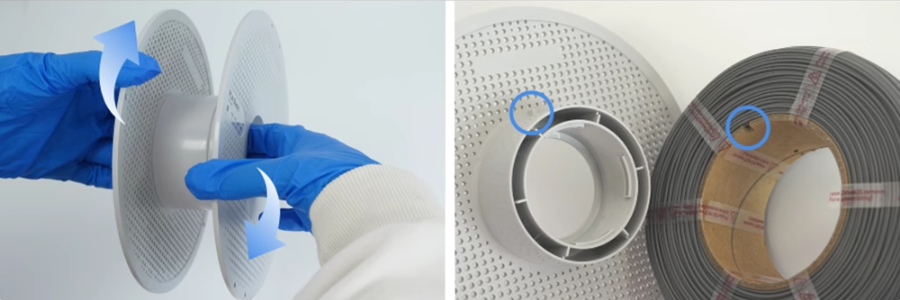 Step 1: Rotate to open the spool